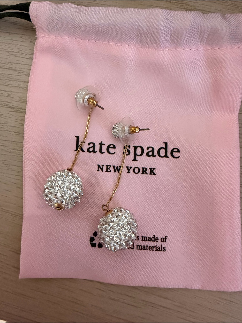 kate spade Gold-Tone Crystal Pave Drop Earrings